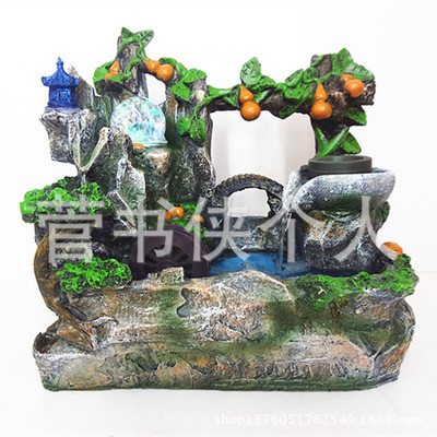 【五福臨門招財風水輪擺件假山流水噴泉盆景霧化加濕器開業喬遷禮品】價格,廠家,圖片,噴泉設備,一江春水館-